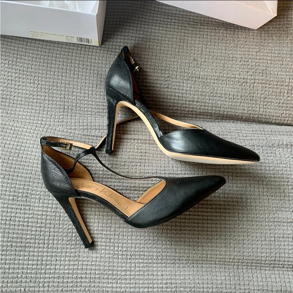 Calvin Klein Brandy T-Strap Leather Stiletto - Picture 3 of 10